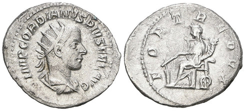 Ancient Roman silver coin of Gordian III minted in Rome in 244 AD - FORT REDVX